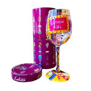 Lolita Birthday Girl Hand Painted Wine Glass in Box - 15 oz. NEW in BOX